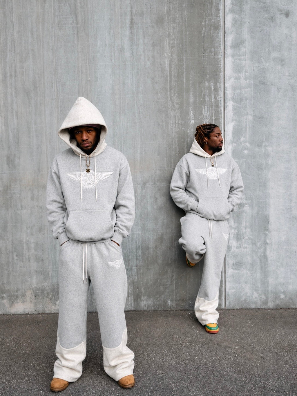 GREY/WHITE HOODIE