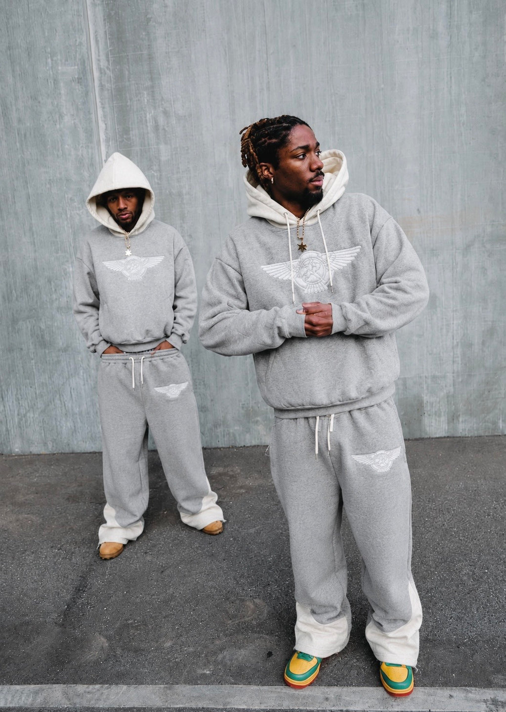 GREY/WHITE HOODIE