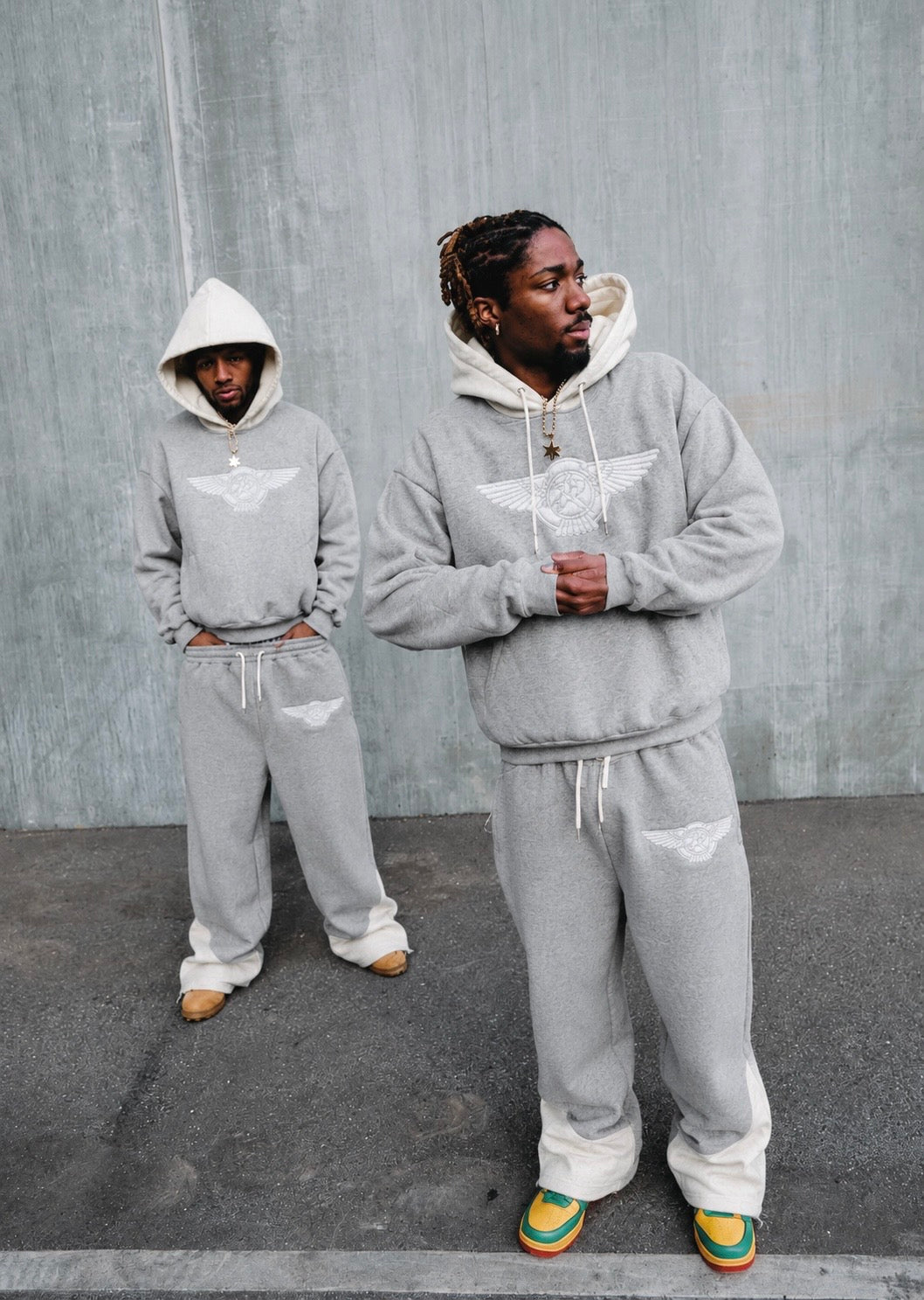 GREY/WHITE HOODIE