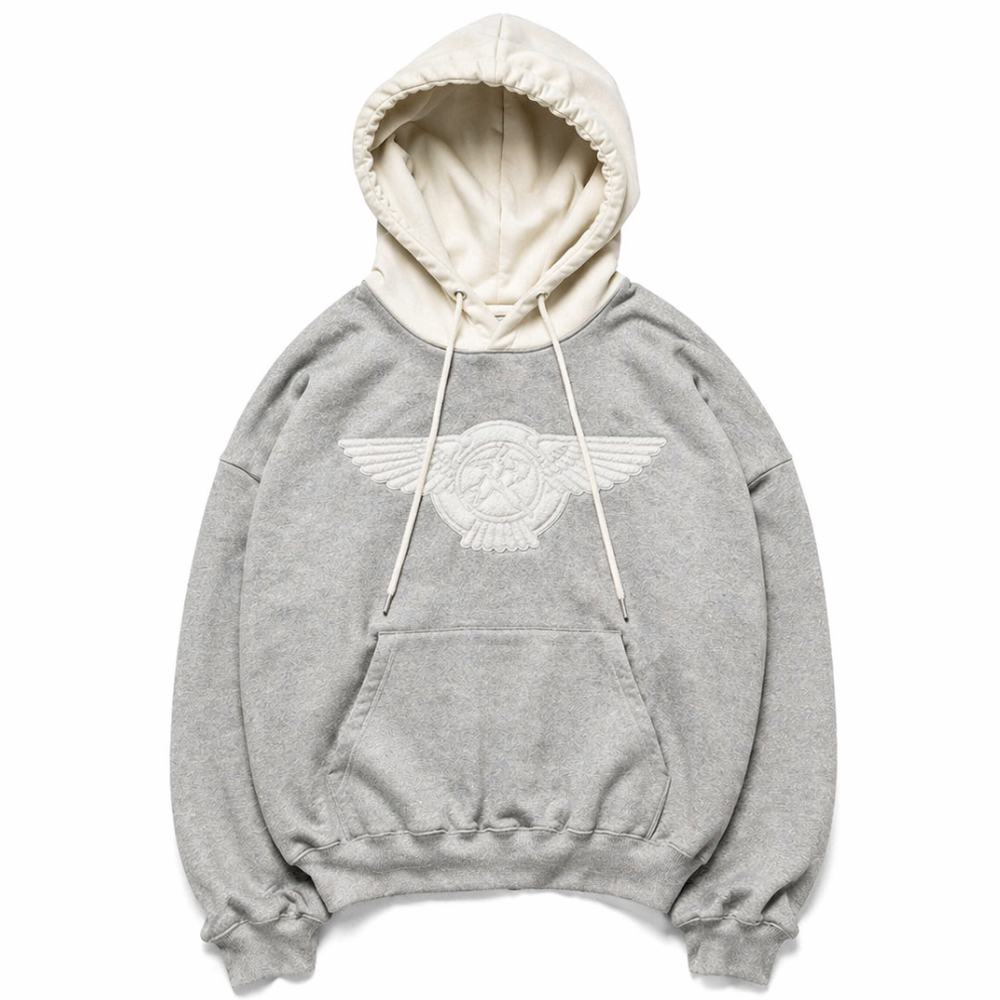GREY/WHITE HOODIE